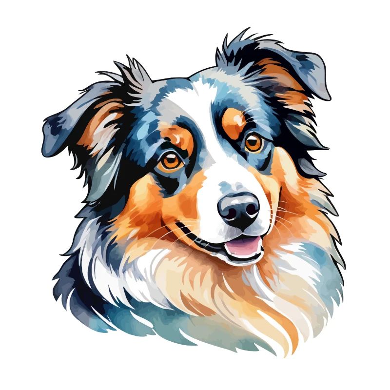 Australian Shepherd Wasserfarben