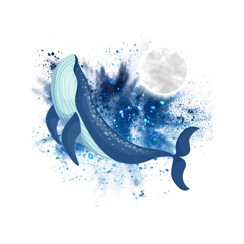 Rorqual bleu avec lune
