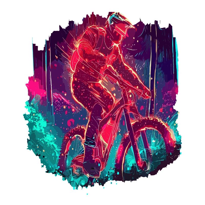 Neon Mountain Biker Cyclist Downhill MTB
