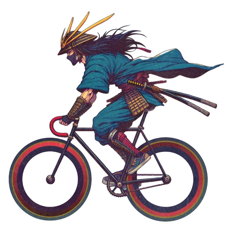 Japanischer Krieger auf Rennrad