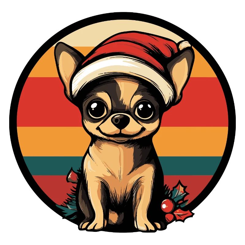 Chihuahua Santa im Retro-Ring