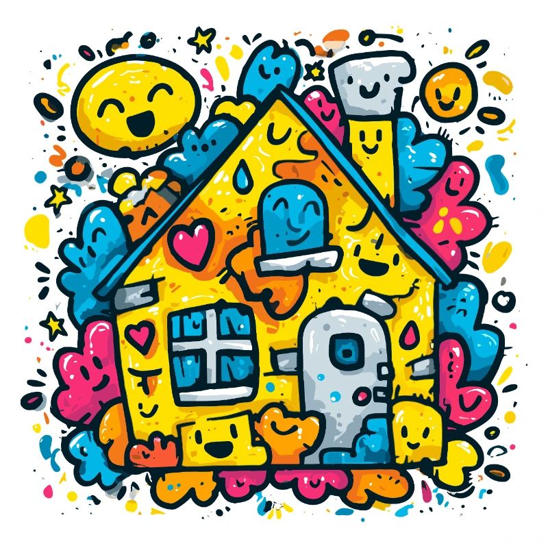 Lachendes Haus Farbklecks