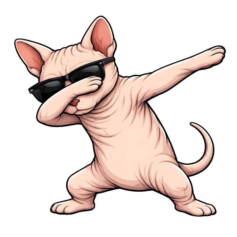 Dabbing Sphynx Katze