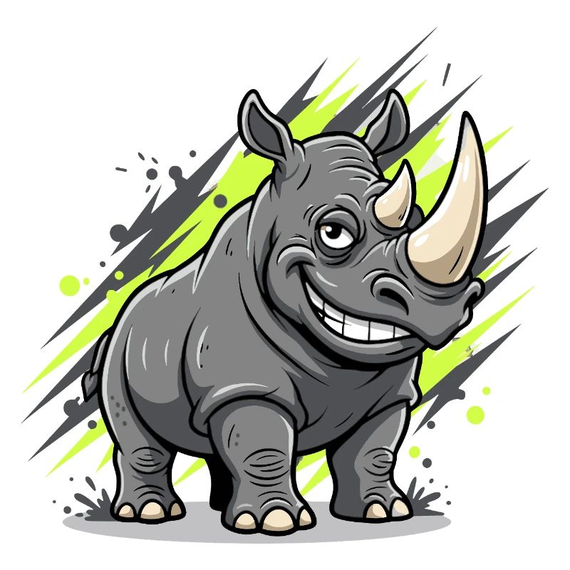 Grinsender Rhino Graffiti Stil