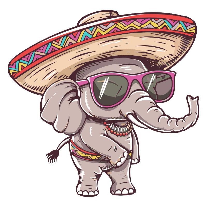 Elefant Comic Lustig Sombrero