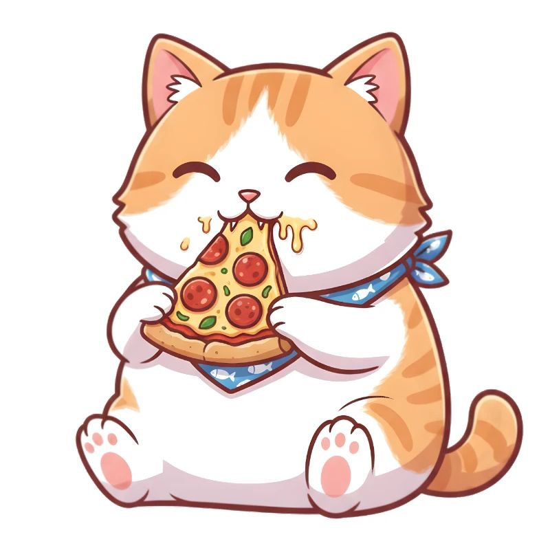 Katze isst Pizza