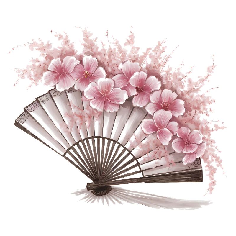 Geblümter japanischer Fächer