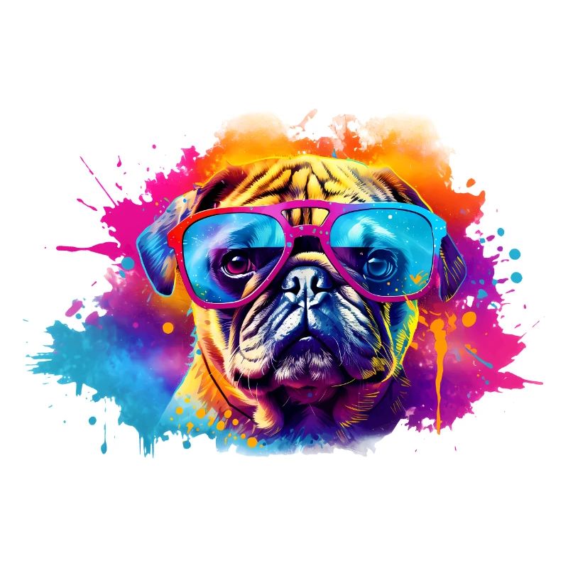Mopshund mit Sonnenbrille