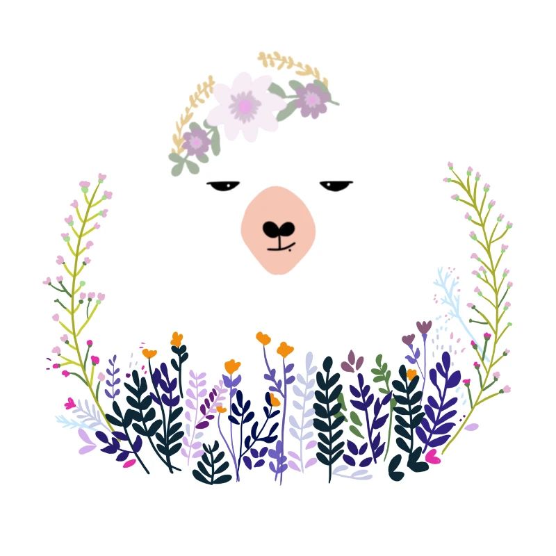 Lama in Blumen