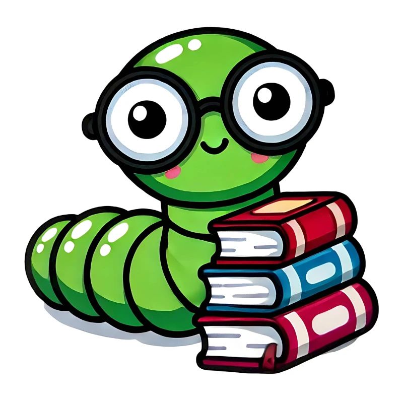 Bücherwurm Brille Bücher
