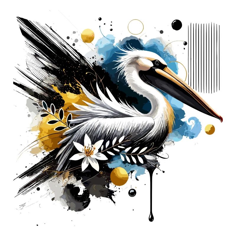 Buntes Aquarell Pelikan