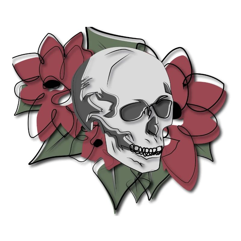 Totenkopf in Blumen