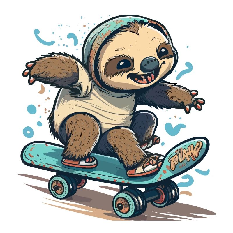 Faultier Skateboarder