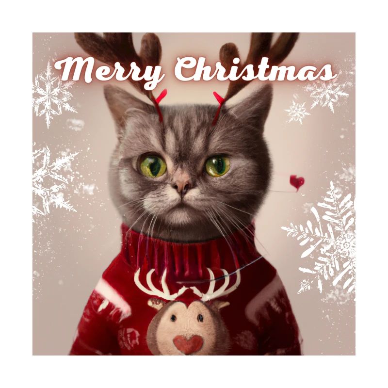 Doux chat britannique dans un pull de Noël.