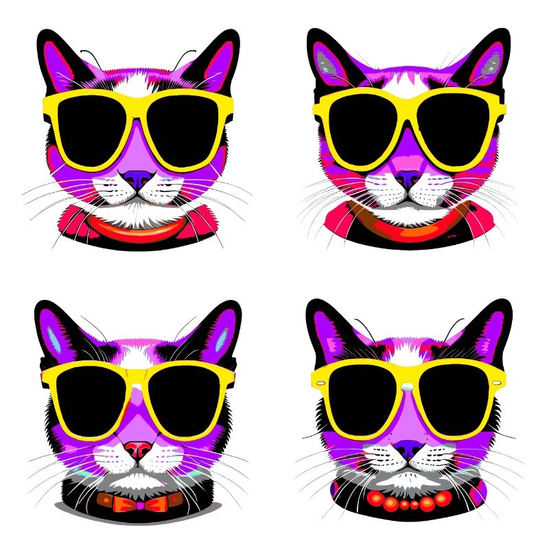 katze brille lila