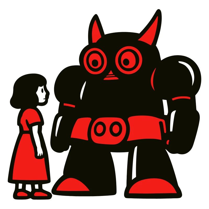 Mädchen und Roboter