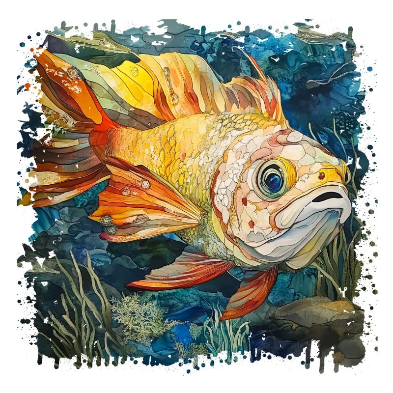Bunter Unterwasserfisch Aquarell, Karpfen