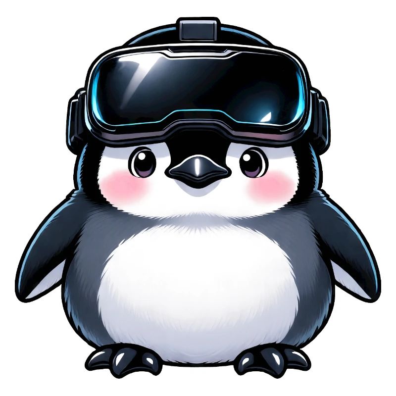 VR-Pinguin mit Headset