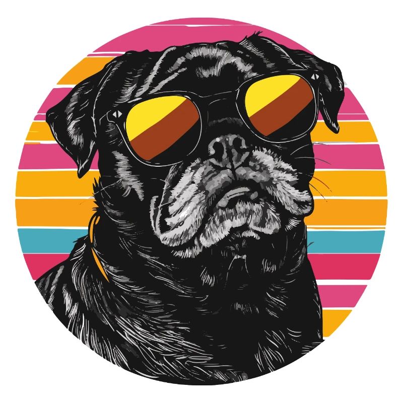 Pug Neon Retro Sonnenbrille