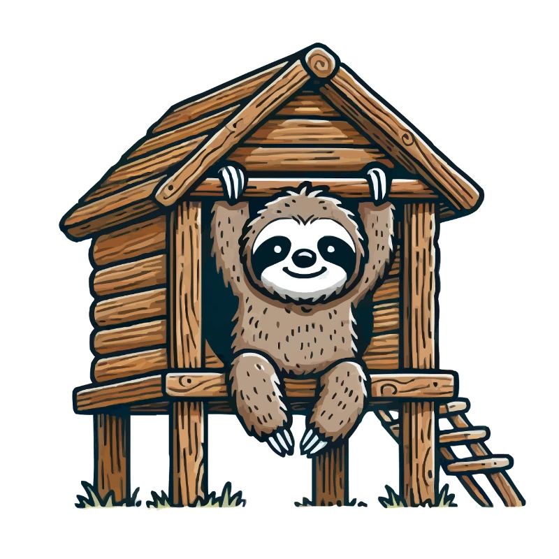 Faultier im Baumhaus Illustration