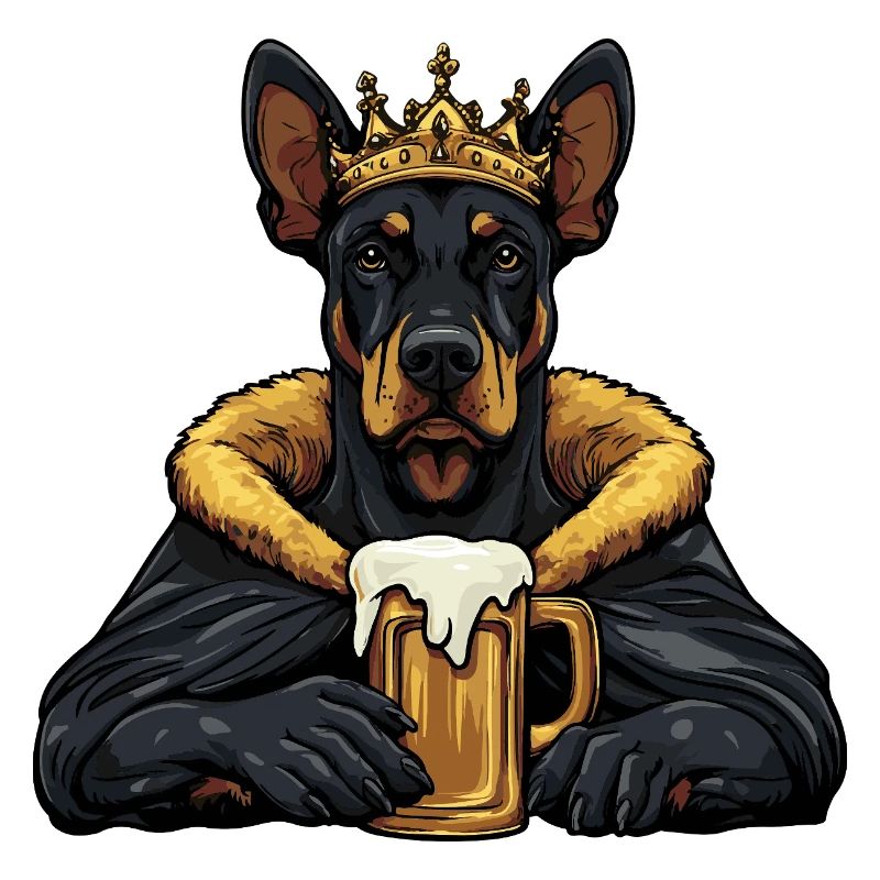 Dobermann Hund Bier König