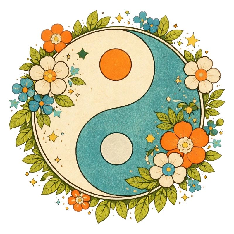 Floraler Yin-Yang-Kreis