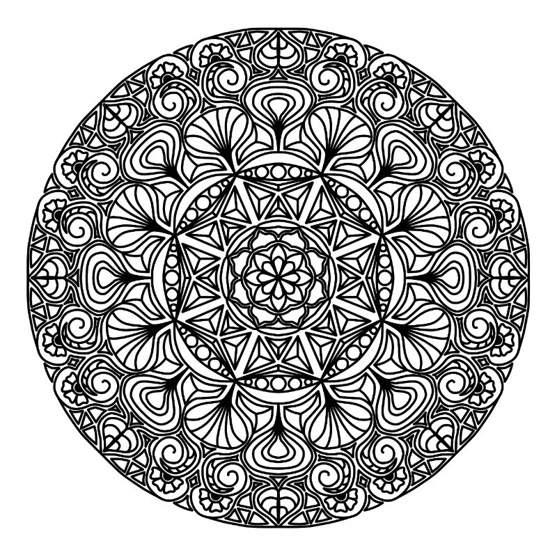 Jugendstil Mandala schwarz-weiß