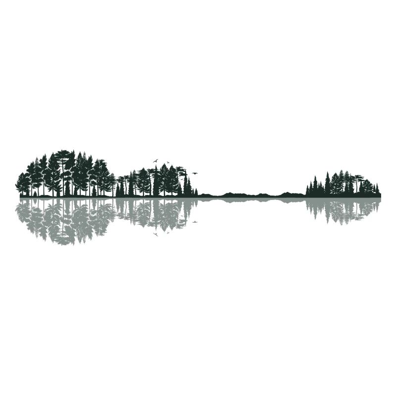 Guitar Forest Trees Nature Lake Reflection