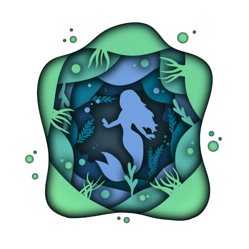 Meerjungfrau Papercut 3D