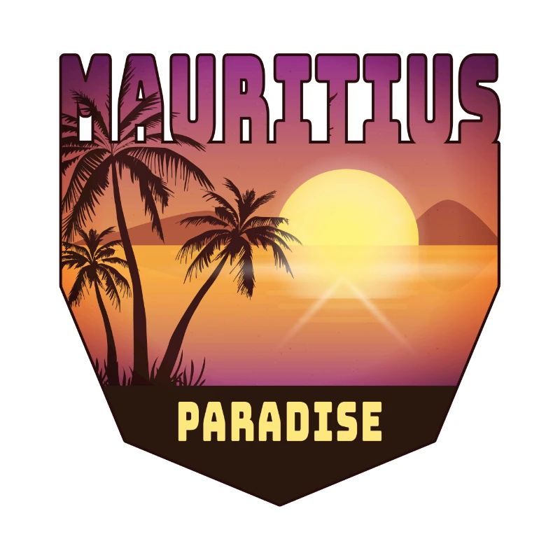 Mauritius design with palm trees and sun / gift