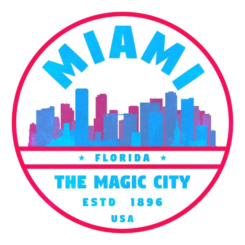 Miami Skyline Neon-Stempel