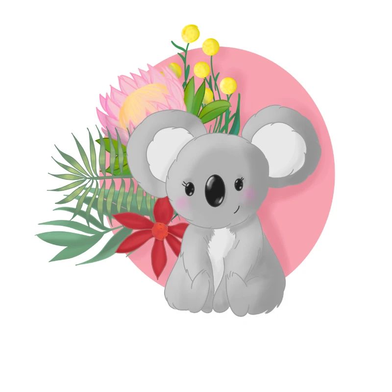Süßer Koala mit Blumenkranz