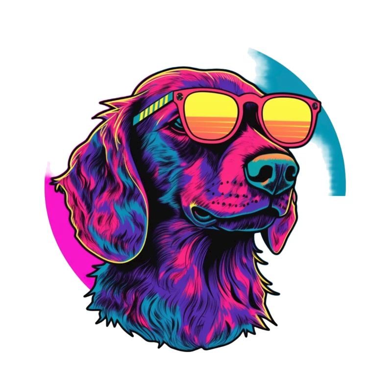 Neon Hund mit Sonnenbrille