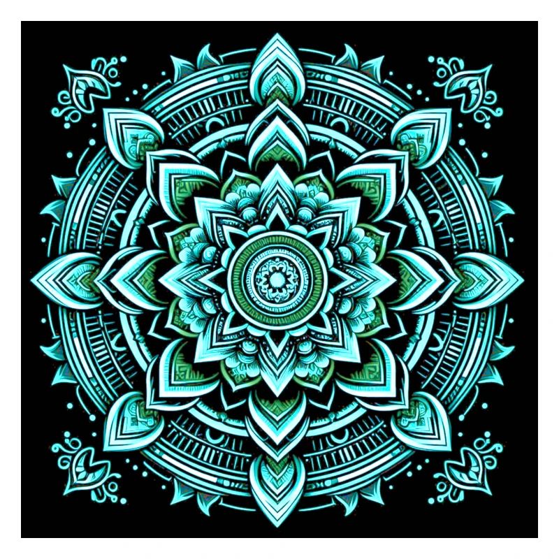 Türkis-Neon-Mandala