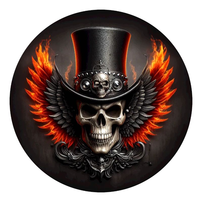 Skull with wings and fire