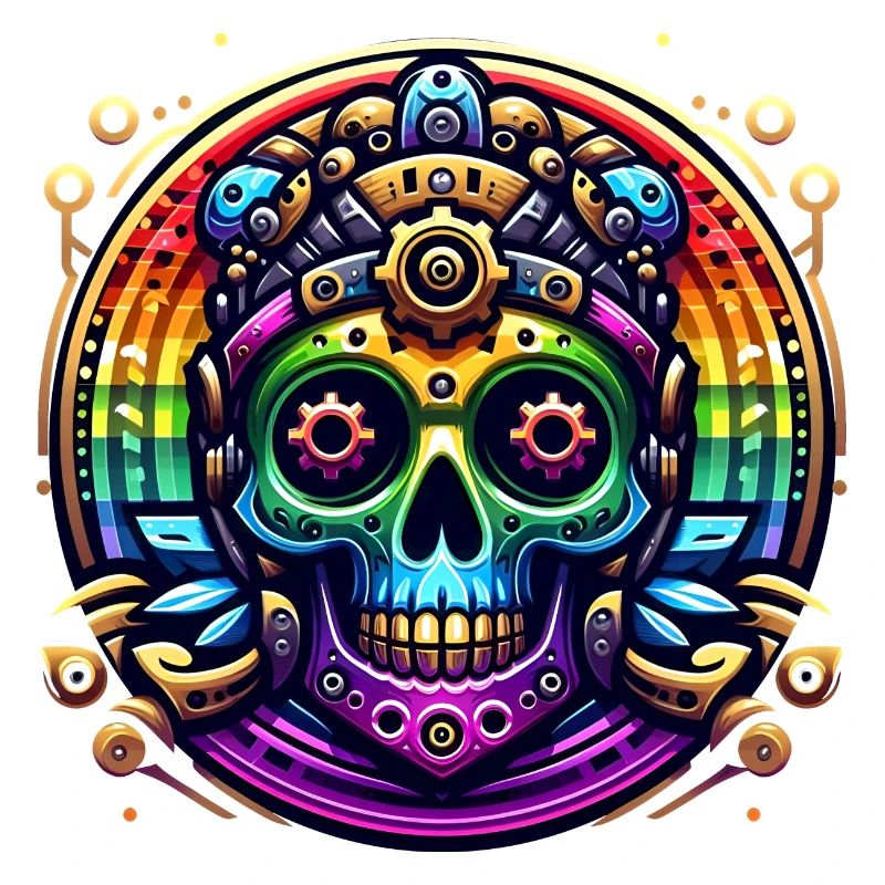 Metallic Rainbow Skull 2
