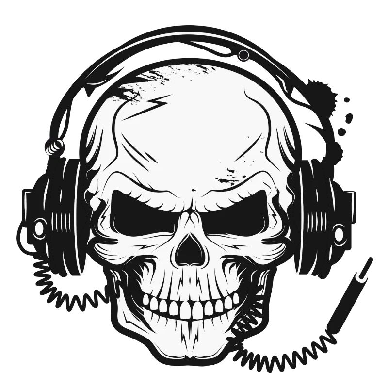 Schädel,Skull,Totenkopf mit Kopfhörer