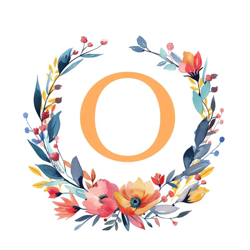 O Monogramm, Blumen-Kranz, personalisierbar