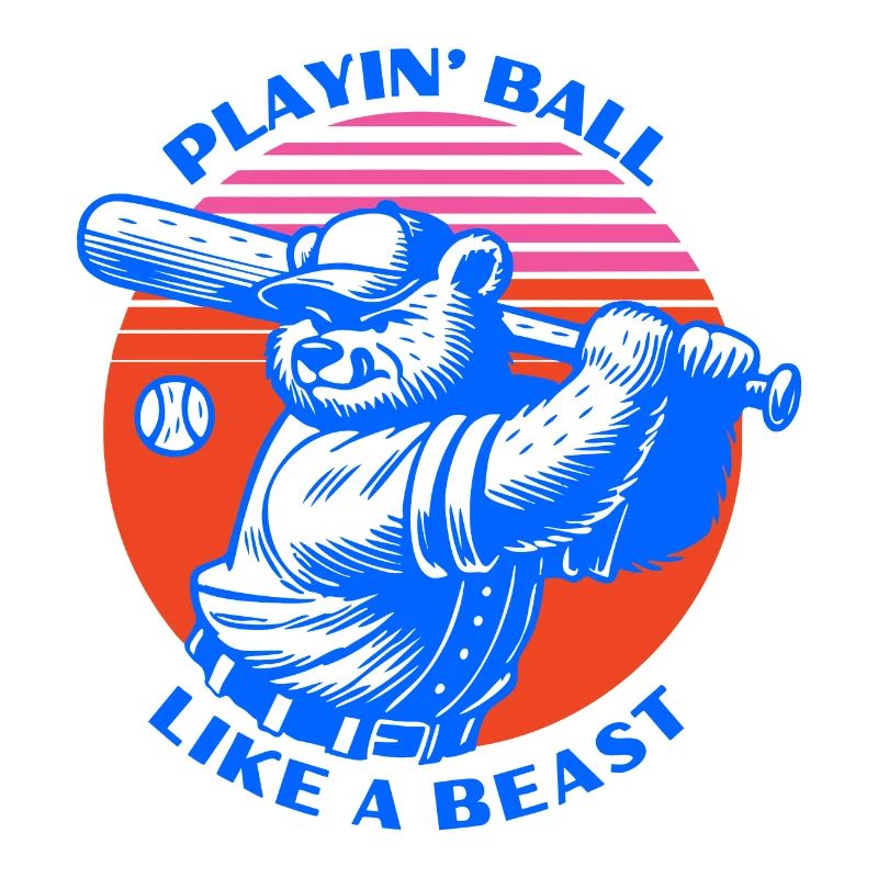 Baseball-Bär im Retro-Stil