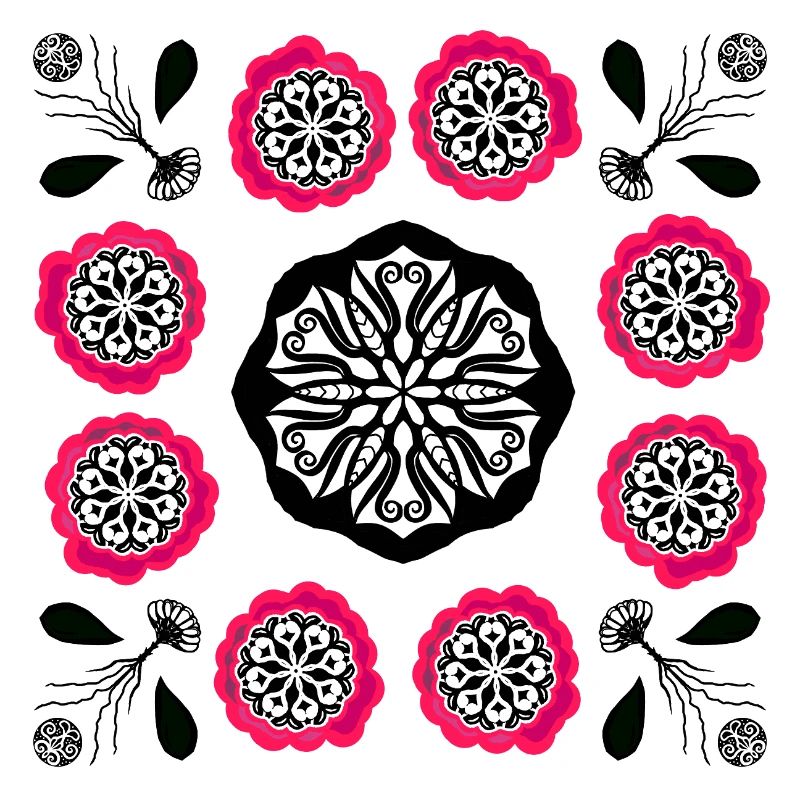 Flowerpower black and pink