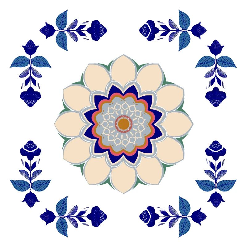 Retro Blüten Fliese