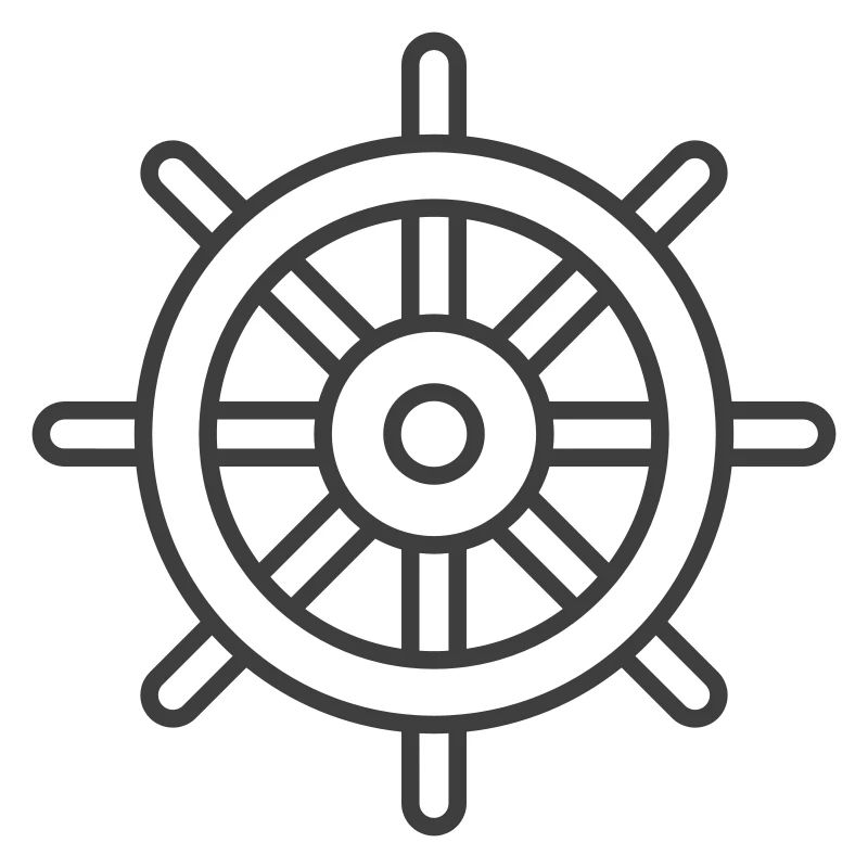 Schiffsrad-Symbol – Nautische Strichzeichnung Stil