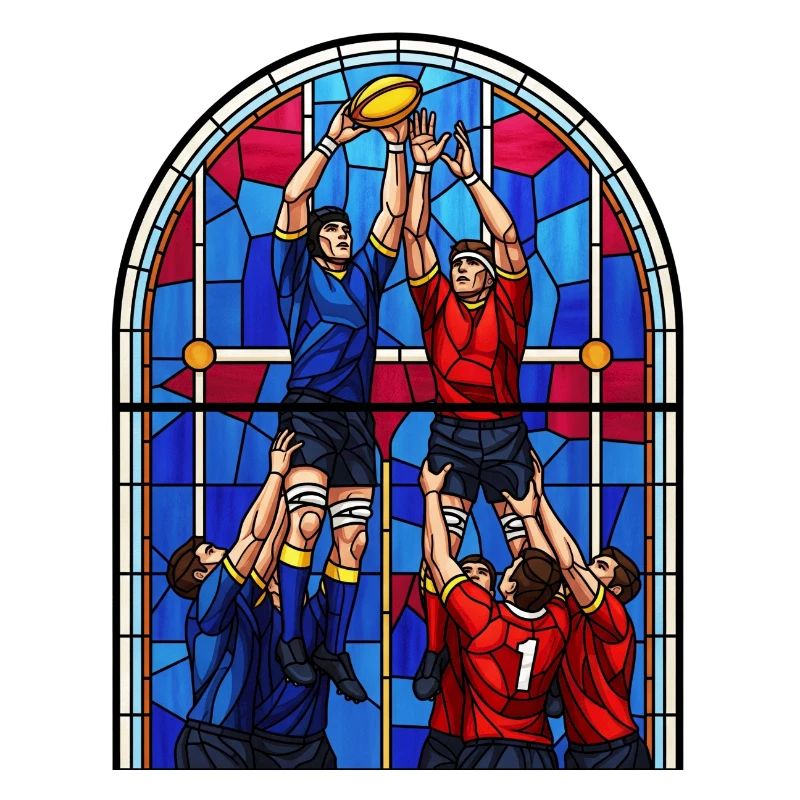 Buntglas-Rugby-Aufstellung