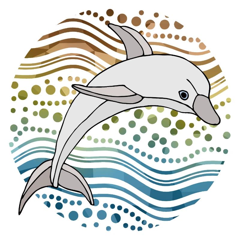 Delfin in abstrakten Wellen