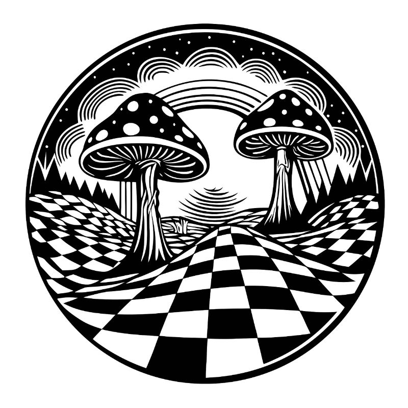 Psychedelische Pilz-Landschaftsgestaltung