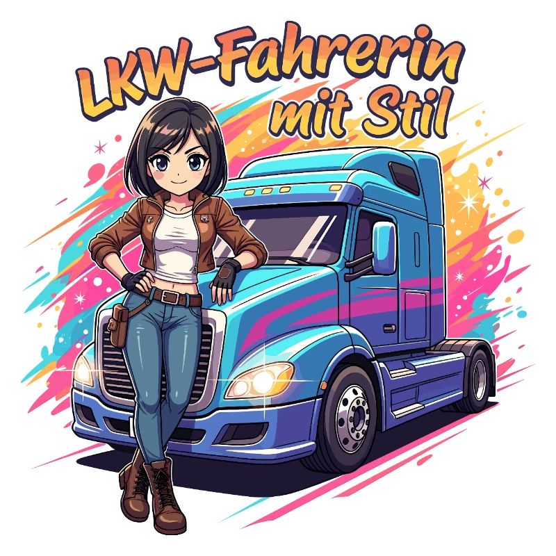 LKW-Fahrerin mit Stil
