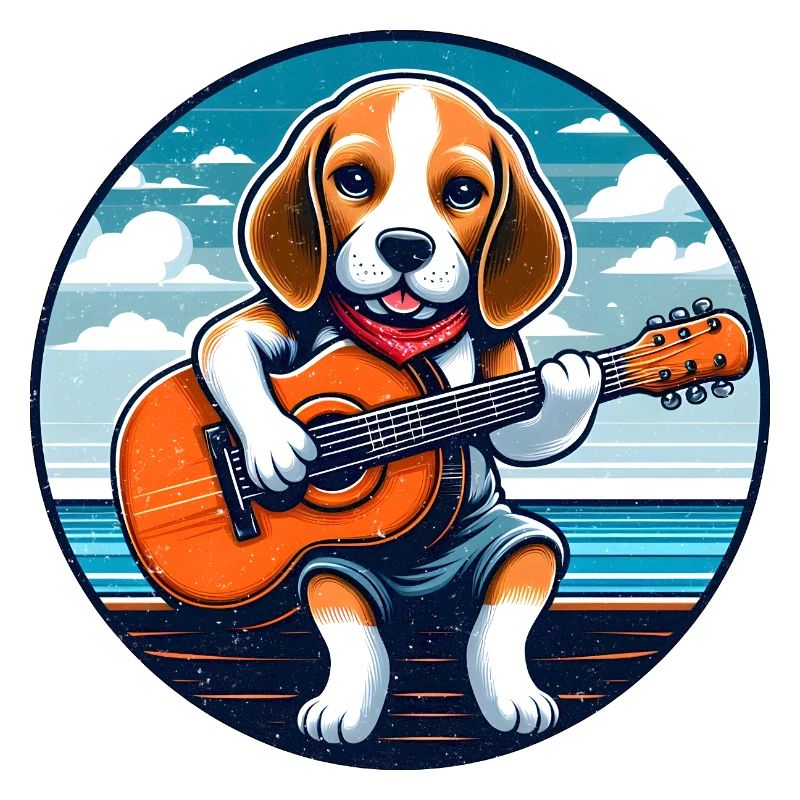 Hundefreund Beagle mit Gitarre