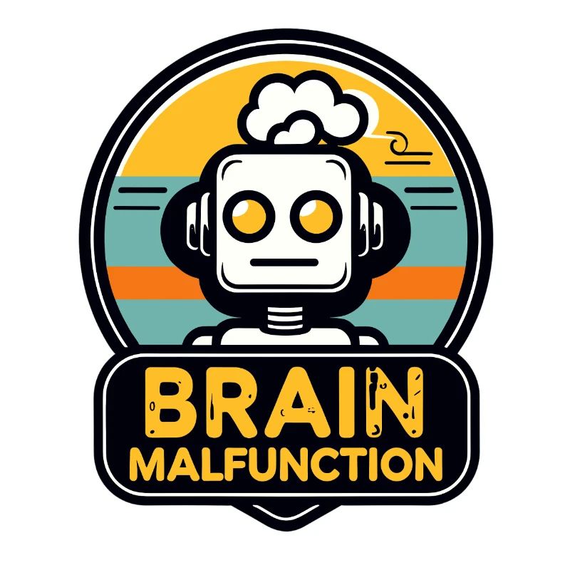 Gehirnfehlfunktion Retro Roboter Logo