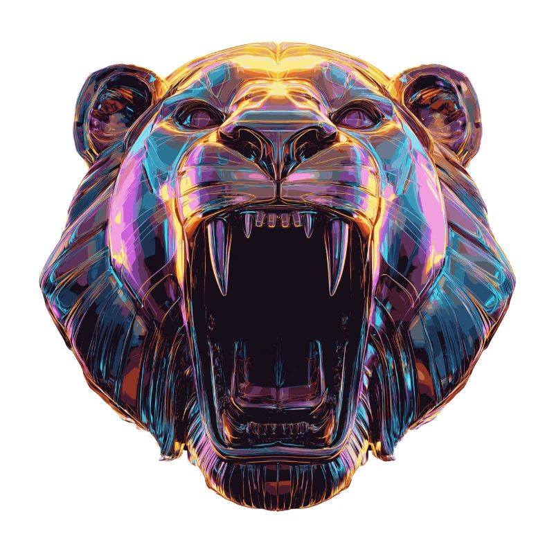 Neon Löwenkopf Kunstdesign