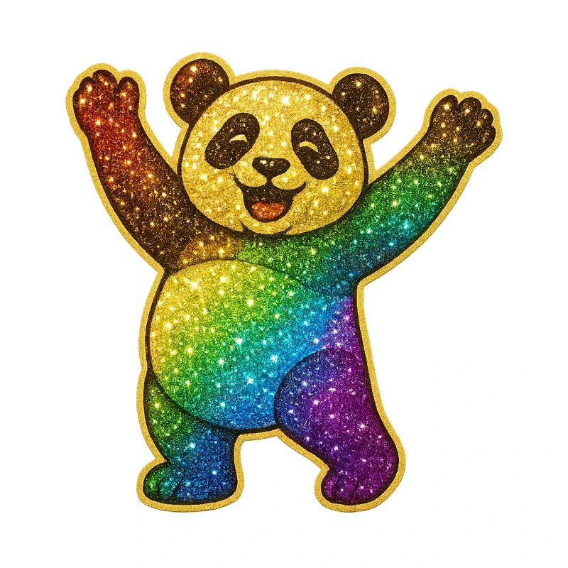 Glitzernder Regenbogen Panda